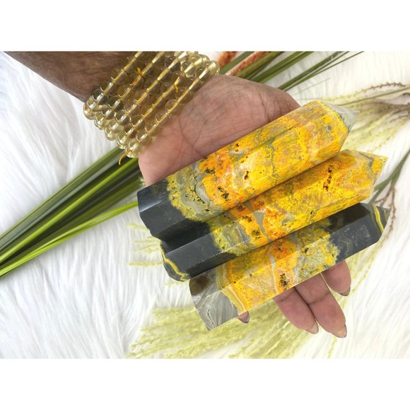 Bumblebee Jasper Tower - 5" Natural Bumblebee Jasper - Bumble Bee Jasper Point - Picture 7 of 7